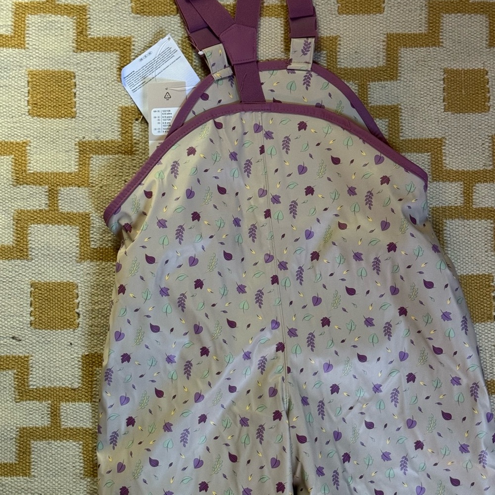 Lupilu Kids Purple Leaf Print Overalls Snow Bib - Picture 4 of 5